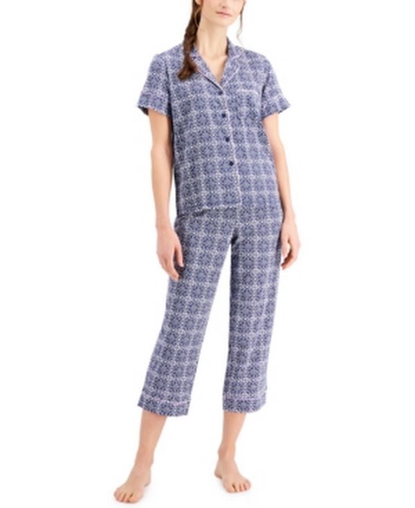 Charter Club Notch Collar Capri Pants Pajama Set, XS