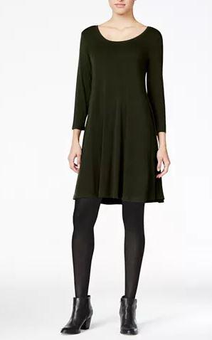 Style & Co V-Neck A-Line Swing Dress, Size OX