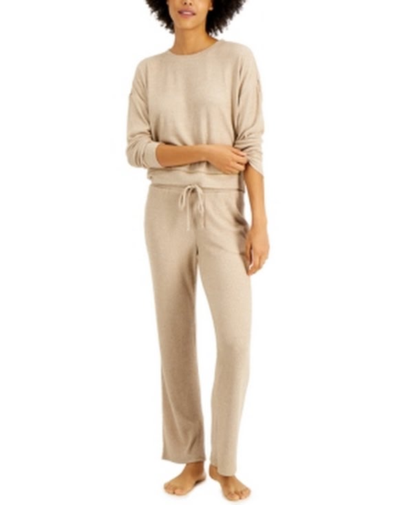 Alfani Ribbed Wide Leg Pajama Set