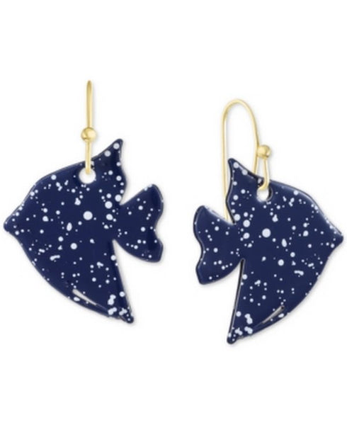 Alfani Gold-Tone Colored Tropical Fish Drop Earrings, Blue