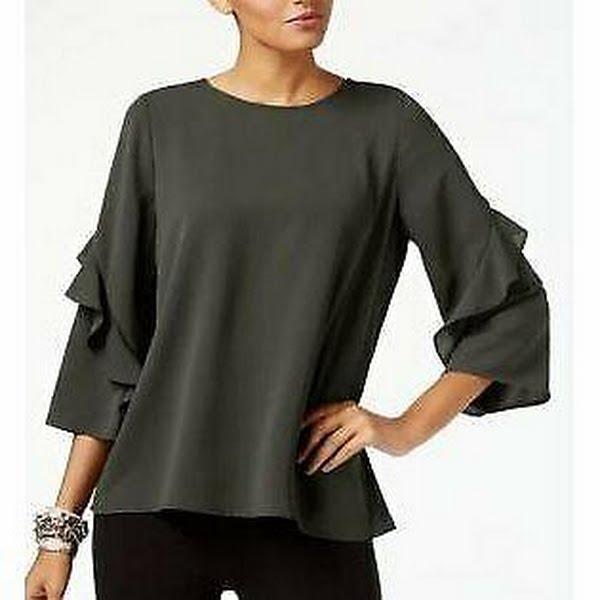 Alfani Women's Ruffled-Sleeve Zip-Back Top