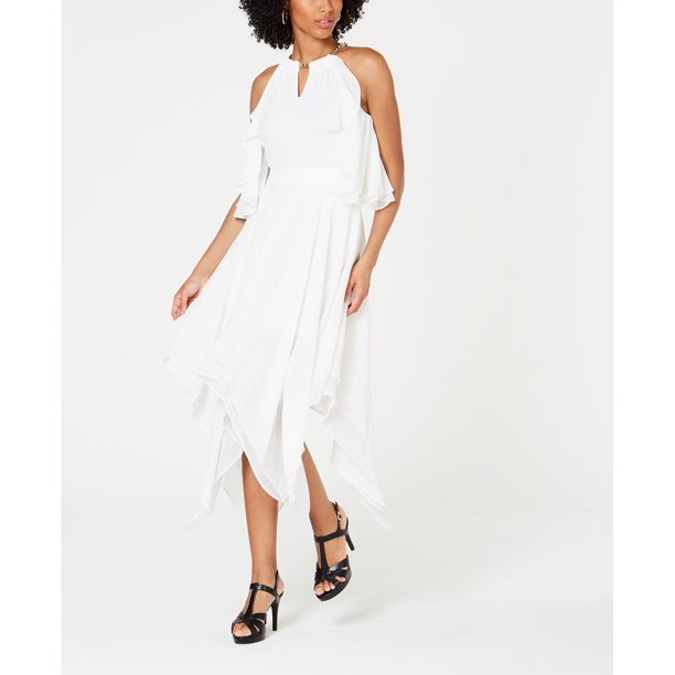Thalia Sodi Womens Chain-Neck Maxi Dress, White, Size Medium