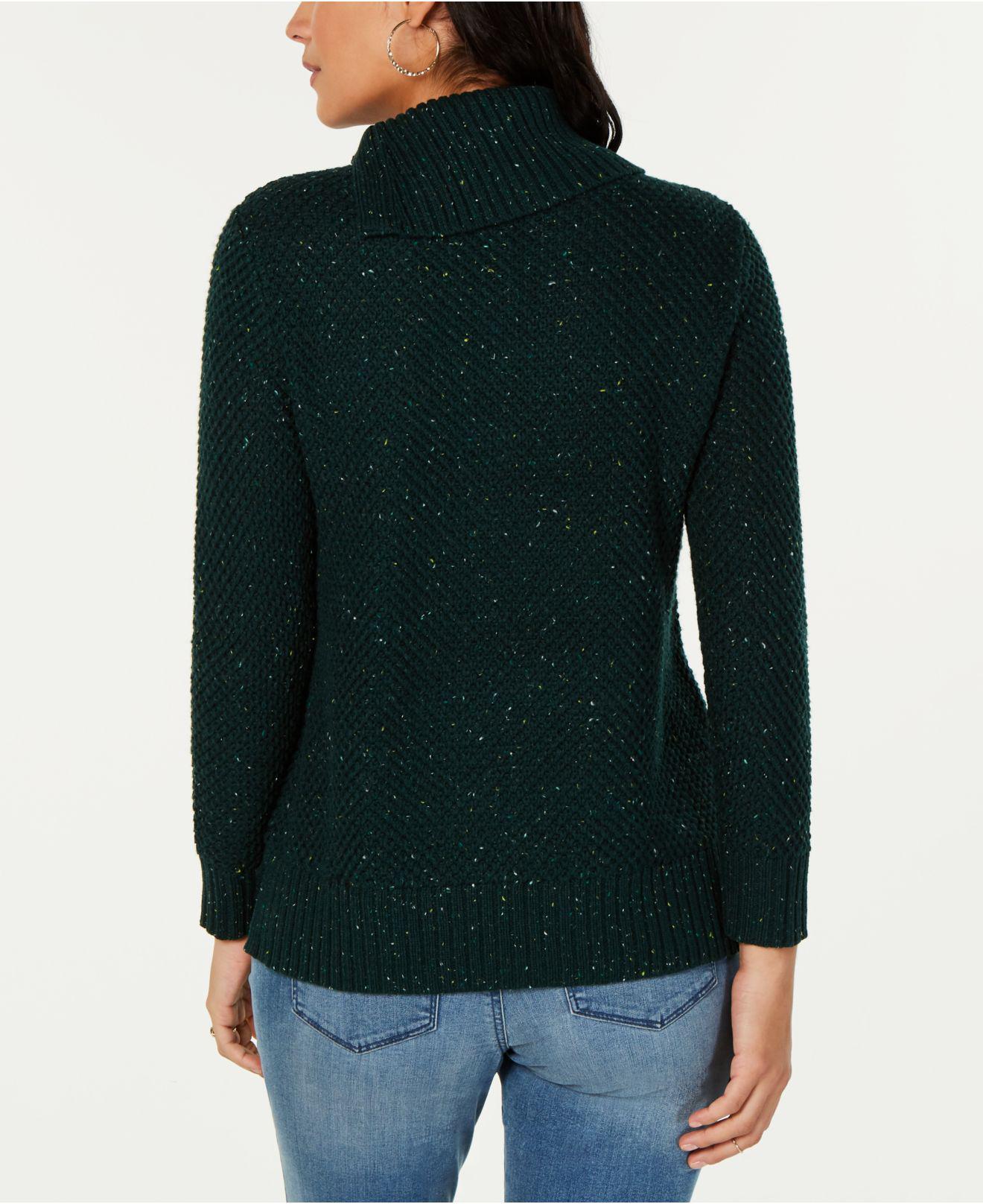 Style & Co Petite Envelope-Neck Tweed Sweater