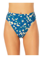 California Sunshine Blue Stretch High-Leg Lined Moderate Bikini, Size Small