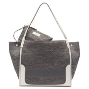 DKNY Gray Marled Ebony Knitted Large EW Top Handle Tote Handbag