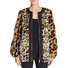 Donna Karan New York Leopard Print Faux Fur Jacket, Size Large