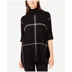 Alfani Grid-Print Turtleneck Sweater