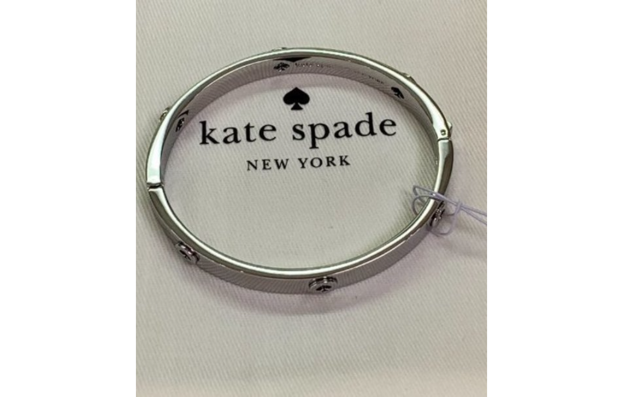 Kate Spade Womens Metallic Spot the Spade Studded Hinged Bangle