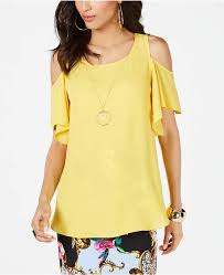 Thalia Sodi Cold-Shoulder Necklace Top, Size Small