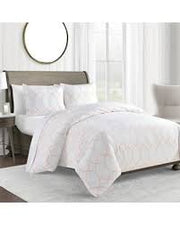 King/Full Duvet Cover Set in Coral Ogee 450-Thread-Count