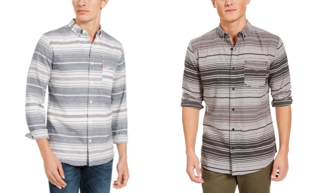 Levis Mens Avalon Striped Flannel Shirt