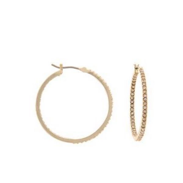Lauren Ralph Lauren Pave Small Gold-Tone Hoop Earrings