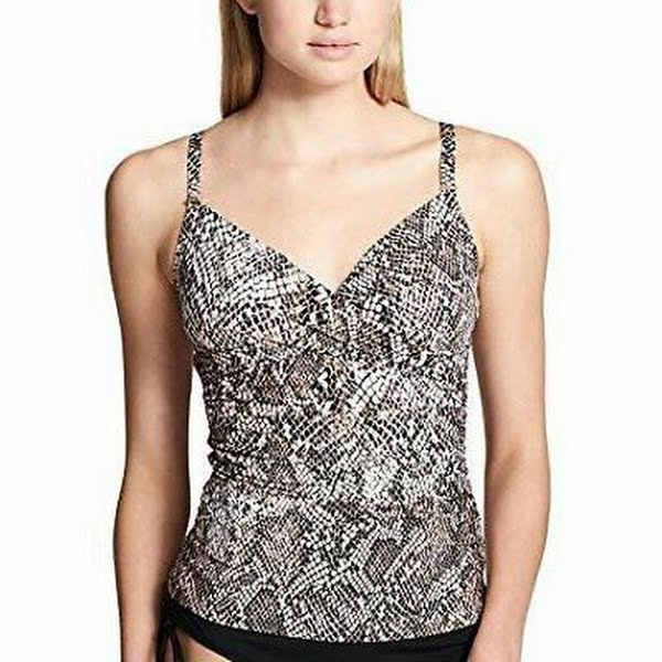 Calvin Klein Chameleon Crossover Tankini Top Women's Swimsuit Nectar,Size XS