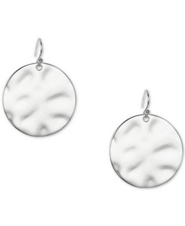 Style and Co Silver-Tone Hammered Disk Drop Earrings