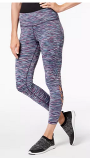 Ideology Space-Dyed Cutout Ankle Leggings, XS/Aqua Teal Space Dye