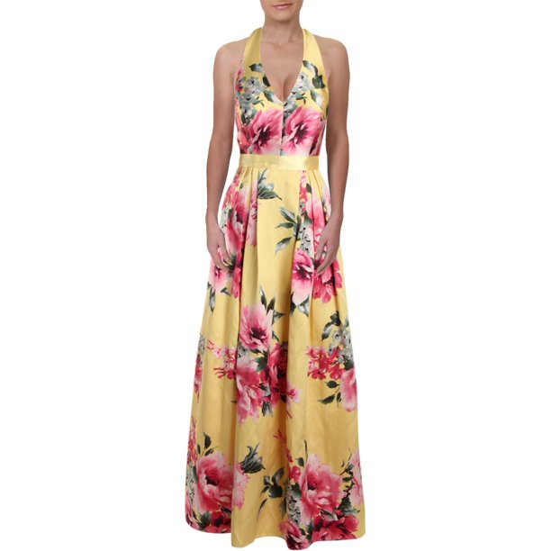 Teeze Me Juniors Floral-Print Halter Gown, Size 5