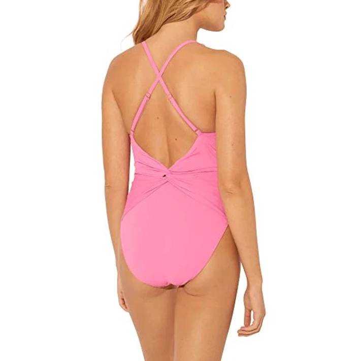 Bleu by Rod Beattie Trendy Plunging Halter One-Piece Swimsuit