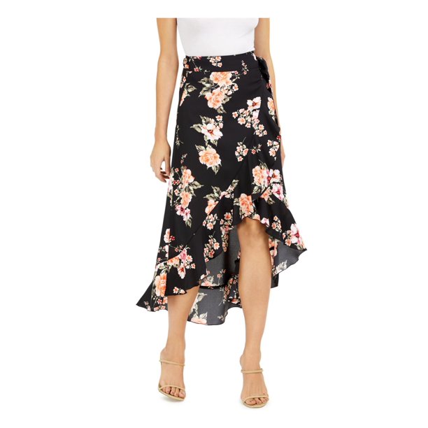 Bar Iii Floral-Print Wrap Skirt