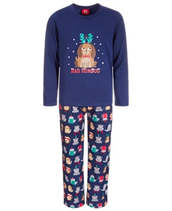 Family Pajamas Kids Matching 2 Pieces Bah Humbug Pajama Set, Choose Sz/Color