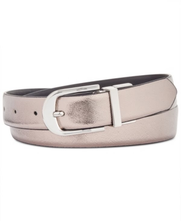 INC Reversible Belt, Pewter/Black/Silver, Size Small