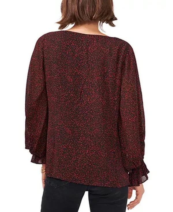 Vince Camuto Printed V-Neck Blouse, Size XS