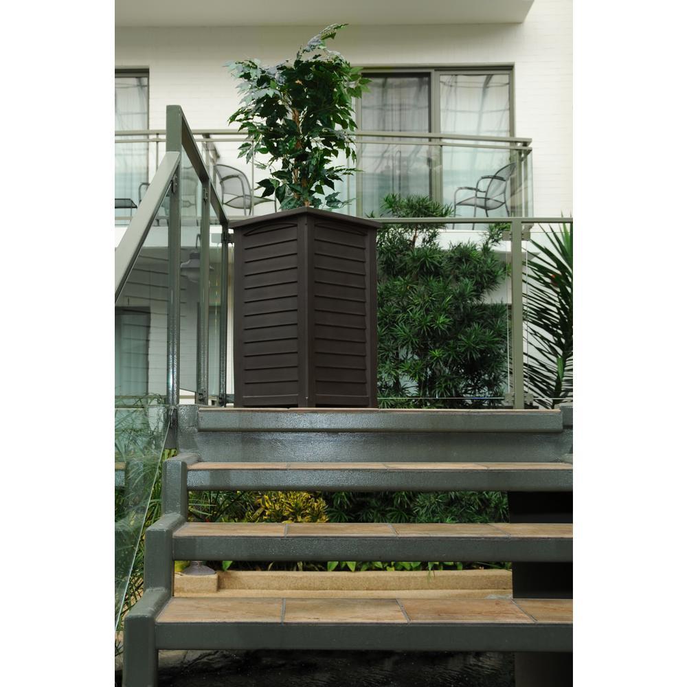 Lakeland 38 in. Espresso Plastic Planter with Liner