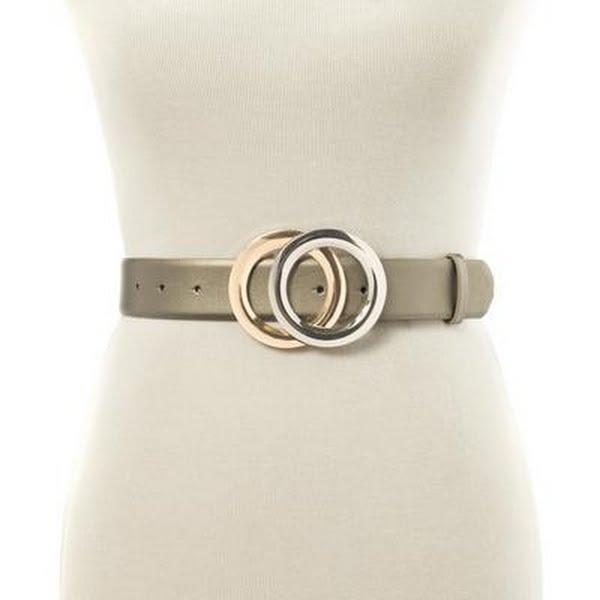 Inc International Concepts Two-Tone Double-Circle Buckle Belt, Size XL