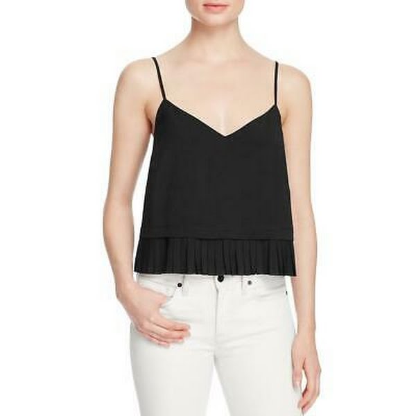 French Connection Womens Polly Pleated V-Neck Blouse, Medium