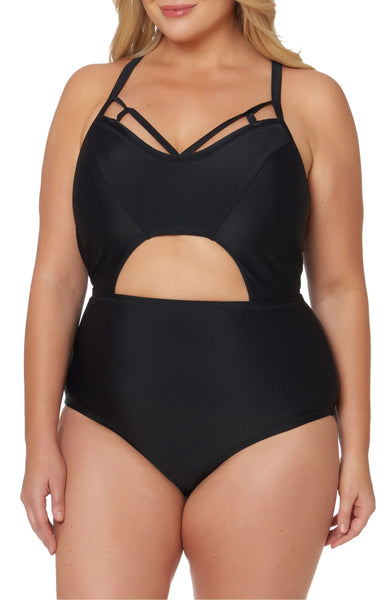 Jessica Simpson Women's Plus Size Cutout One-Piece Swimsuit