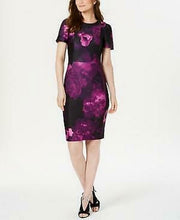 Calvin Klein Purple Floral Puff-Sleeve Sheath Dress/Size 10P