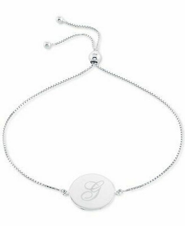 Giani Bernini Engraved Script Initial G Disc Bolo Bracelet in Sterling Silver