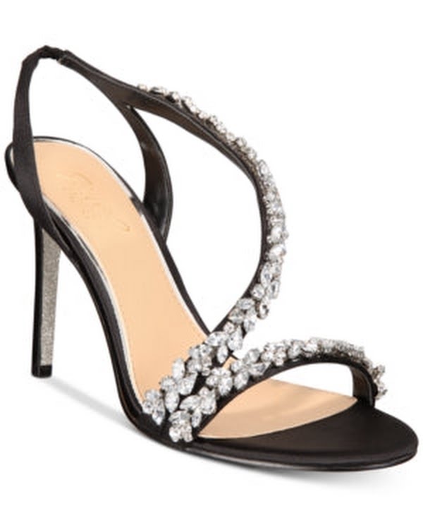 Jewel Badgley Mischka Java Embellished Evening Sandals, Size 7/Black