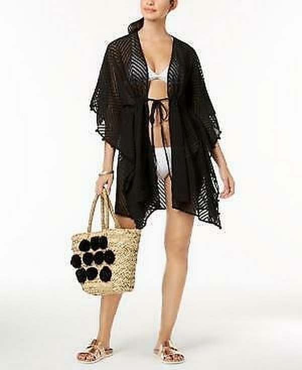 I.n.c. International Concepts Sheer Jacquard Tassel Cover-up,One Size