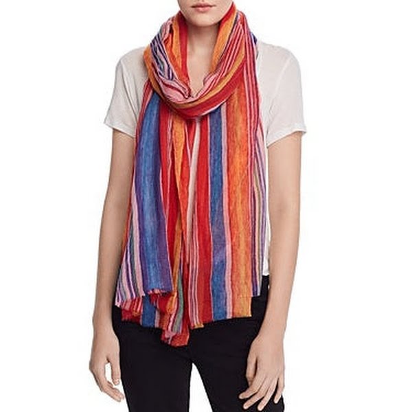 Echo Womens Fringe Rectangle Striped Wool Scarf