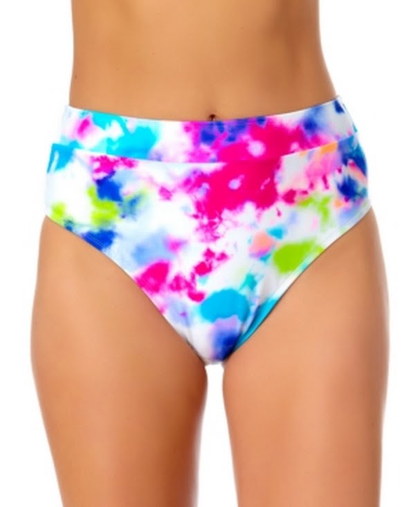 California Waves Tie-Dyed High-Waist Bikini Bottoms