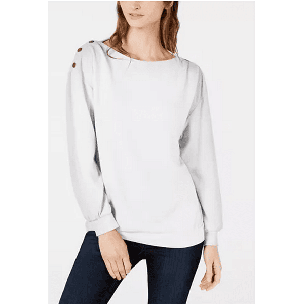 1.State Cozy Metallic-Trim Sweatshirt, Size Small