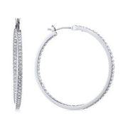 Givenchy Silver Tone Crystal Medium Stone Hoop Earrings