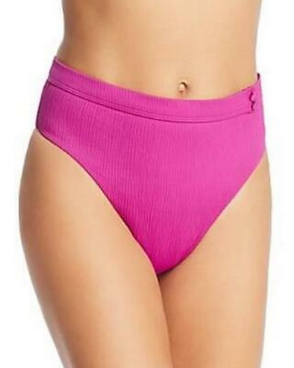 Red Carter Textured High-Waist Bikini Bottom