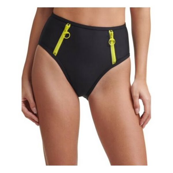 DKNY Womens Logo High-Waist Bikini Swim Bottom