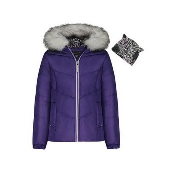 Weathertamer Big Girls Puffer Coat With Hat, Size S/7–8