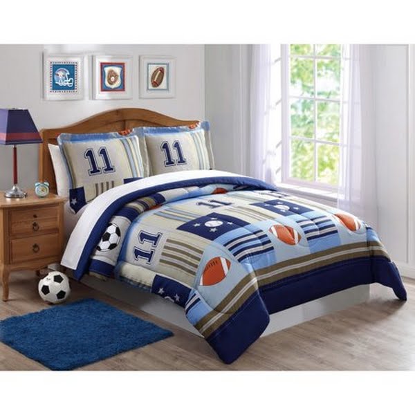 My World Denim and Khaki Sports Full/Queen Comforter Set