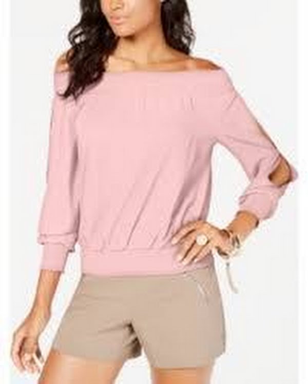 Thalia Sodi Smocked Split-Sleeve Top