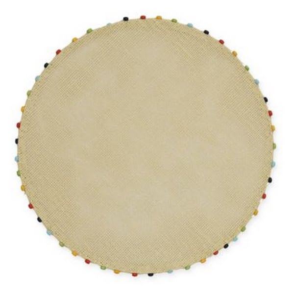 Destination Summer Lindos Round Placemat With Beaded Trim in Natural, 5PCS