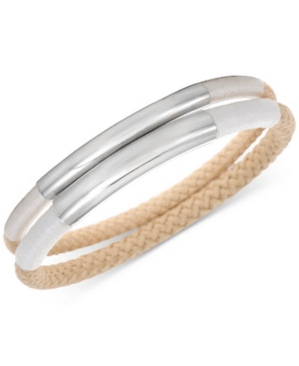 Alfani Silver-Tone 2-PC. Set Curved Bar and Braided Rope Bangle Bracelets