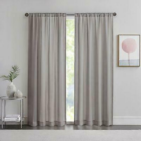 Matteo 50x84-Inch Rod Pocket Sheer Window Curtain Panel in Grey