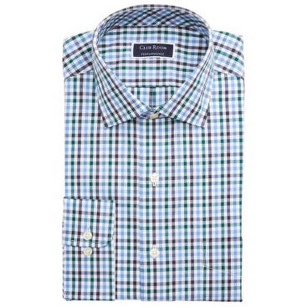 Club Room Mens Classic/Regular Fit  Multi Gingham Dress Shirt