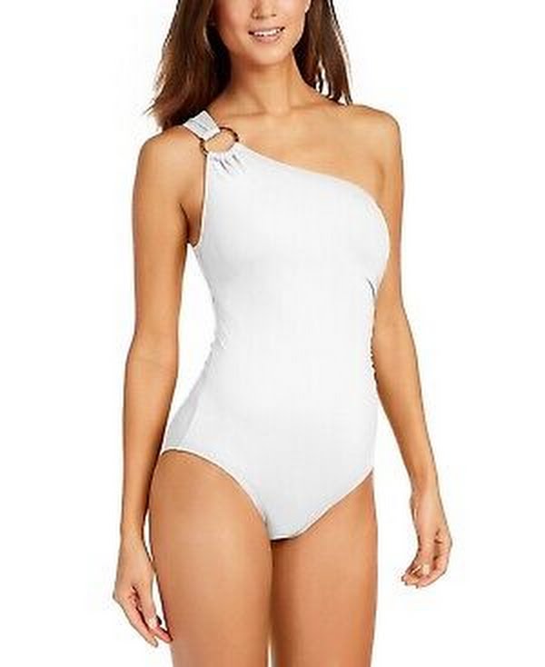 Michael Kors Embellished One-Shoulder Underwire One-Piece Swimsuit