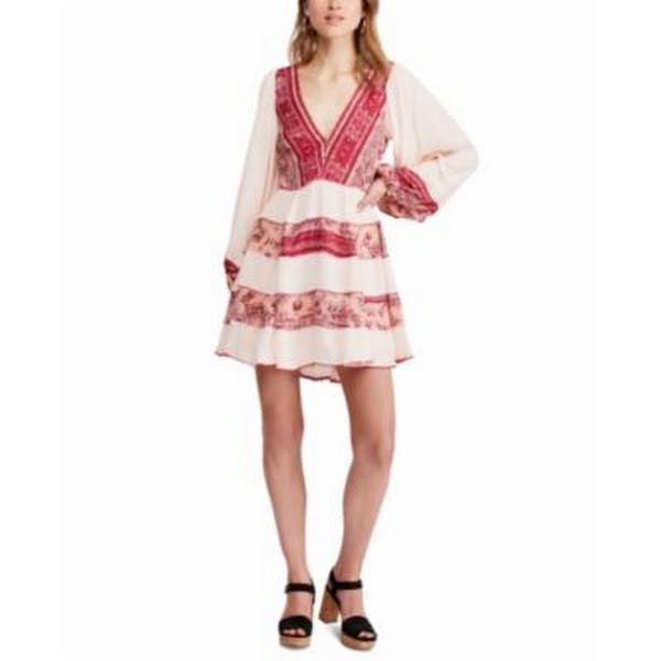 Free People My Love Printed and Textured Mini Dress, Size XS