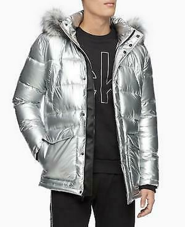 Calvin Klein Mens Faux Fur Winter Parka Coat, Size XL