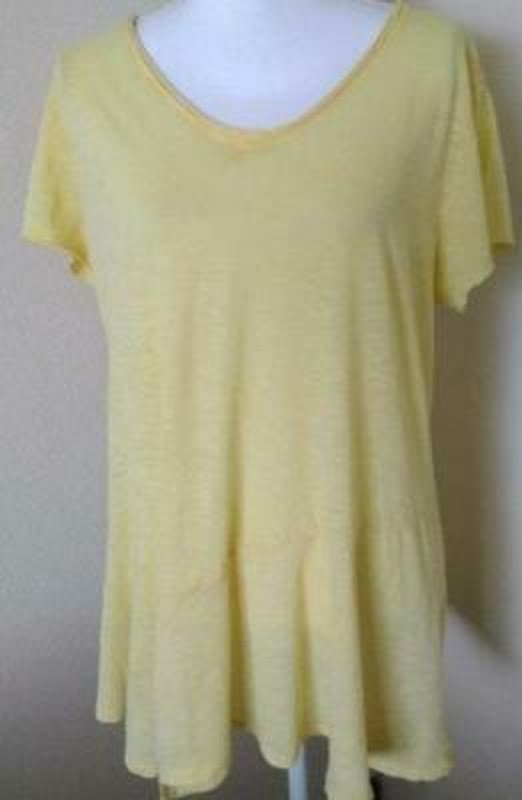 Style and Co Womens Handkerchief-Hem T-Shirt - Yellow Breeze/Size L